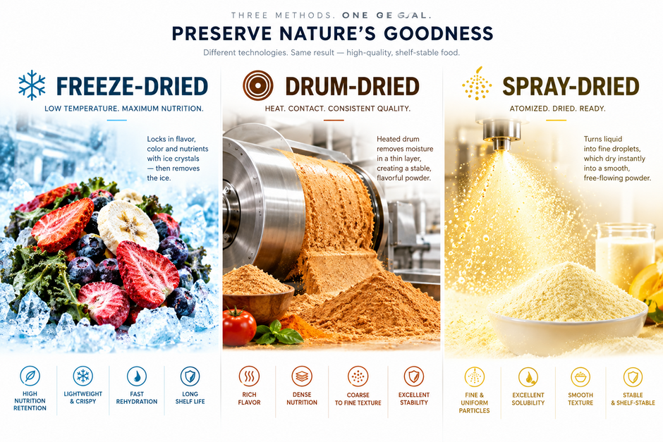 Freeze-Dried vs. Drum-Dried vs. Spray-Dried