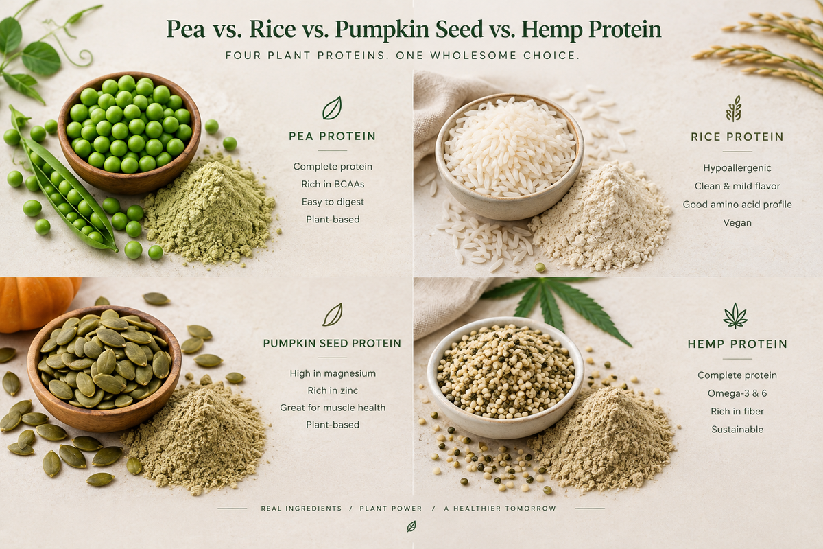 Pea vs. Rice vs. Pumpkin Seed vs. Hemp Protein