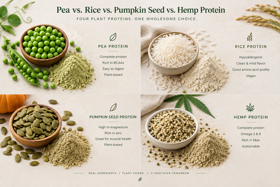 Pea vs. Rice vs. Pumpkin Seed vs. Hemp Protein